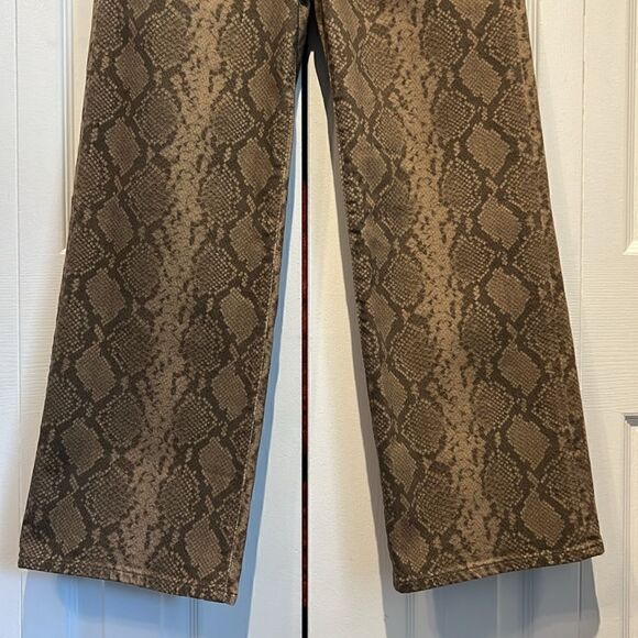 Adriano Goldschmied “Etta” Snake Print High Rise Wide Leg in Sepia Brown Size 25 - Picture 3 of 13
